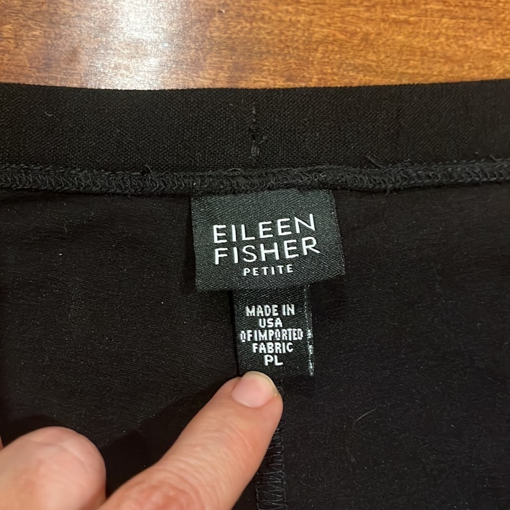 Eileen Fisher Stretch Viscose Crepe Pant Slim Fit Black Size PL - Picture 14 of 14